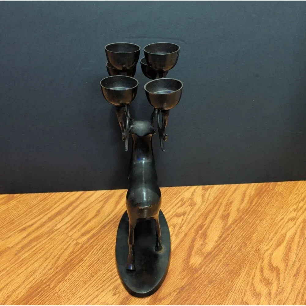 Metal Deer Reindeer Candle Holder Candelabra 6 Candle Holder